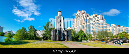 Chapelle des larmes (île de courage et de douleur), mémorial dédié aux soldats du Bélarus qui a perdu la vie en Afghanistan. Minsk, Bélarus Banque D'Images