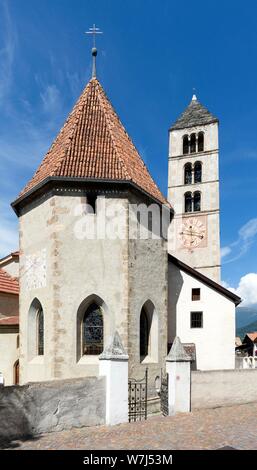 Église paroissiale romane Katharina, Schluderns, Vinschgau, Tyrol du Sud, Italie Banque D'Images