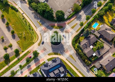 Vue aérienne, rond-point, dans un secteur résidentiel, Soest, Rhénanie du Nord-Westphalie, Allemagne Banque D'Images