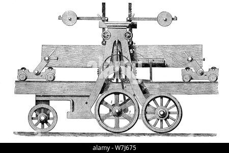 Machine à scier à partir de 1885, de la compagnie Robinson, 1880, gravure sur bois, Angleterre historique Banque D'Images