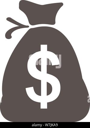 Noir et blanc simple sac d'argent avec l'icône signe dollar vector illustration Illustration de Vecteur