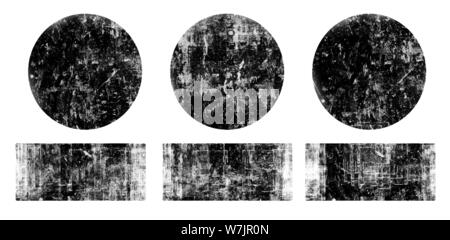 Ensemble de grunge noir rond et rectangle stamps sur fond blanc. Ensemble d'icônes. Badges et étiquettes diverses formes. Vector illustration Illustration de Vecteur