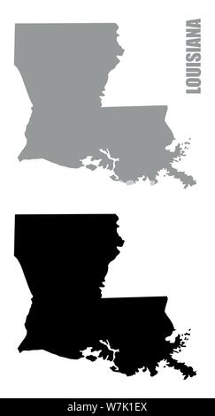 Silhouette de l'état de la Louisiane maps isolé sur fond blanc Illustration de Vecteur