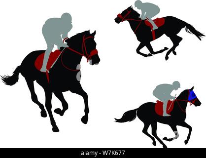 Les chevaux et les jockeys - vector silhouettes Illustration de Vecteur