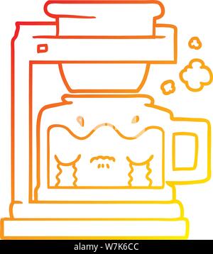 Ligne de gradient chaud dessin d'une machine à café filtre cartoon pleurer Illustration de Vecteur