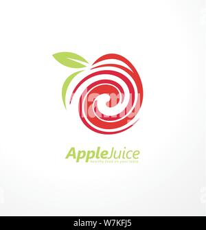 Le jus de pomme apple logo design avec du jus de fruits et de turbulences dans l'espace négatif liquide. Symbole créatif idée pour l'alimentation et des boissons thème. Vector illu Illustration de Vecteur