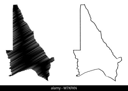 Kouffo (Ministères Ministère du Bénin, République du Bénin, Dahomey) map vector illustration, scribble sketch carte Kouffo Illustration de Vecteur