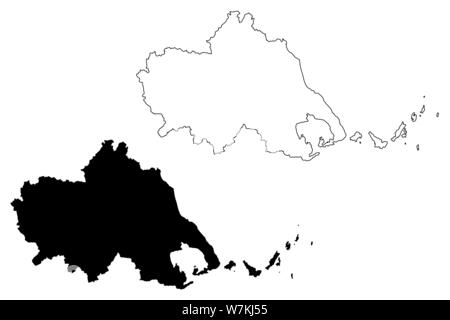 Région de Thessalie (Grèce, République Hellénique, Hellas) map vector illustration, croquis gribouillis d'Aeolia site Illustration de Vecteur