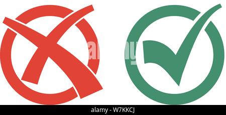 Icon Set avec crochet et croix dans un cercle rouge et vert vector illustration Illustration de Vecteur
