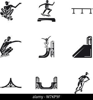 City skate park icon set. Simple Ensemble de 9 city skate park icônes vectorielles pour le web design isolé sur fond blanc Illustration de Vecteur