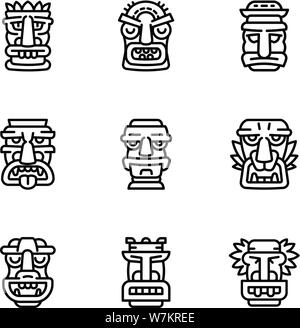 Idole Tribal icon set. Description Ensemble de 9 icônes vectorielles idole tribal pour la conception web isolé sur fond blanc Illustration de Vecteur