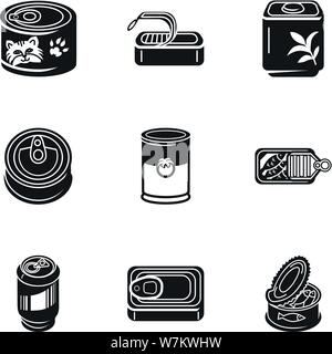 L'étain peut pêcher icon set. Simple jeu d'étain peut pêcher 9 icônes vectorielles pour le web design isolé sur fond blanc Illustration de Vecteur