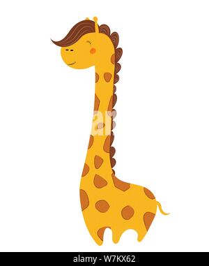 Cute giraffe africaine isolé sur fond blanc Illustration de Vecteur