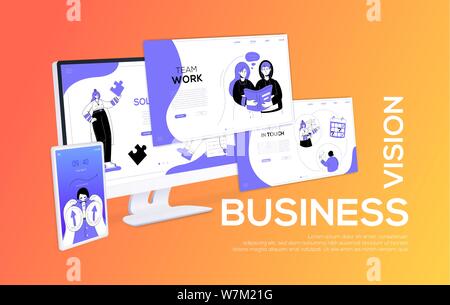 Vision d'affaires - télévision style bannière web design coloré Illustration de Vecteur