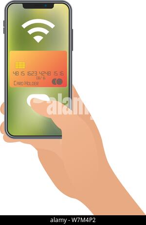 Paiement sur mobile smartphone terminal de point de vente. Concept d'illustration vectorielle. Illustration de Vecteur