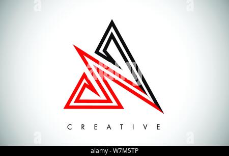 Une lettre Logo Design rouge et noir. Une lettre avec Logo Icône illustration vectorielle, monogramme. Illustration de Vecteur