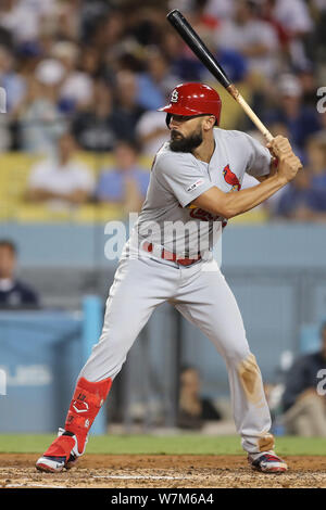 Los Angeles, USA. 6 Aug 2019. Cardinals de Saint-Louis de troisième but Matt Carpenter (13) les chauves-souris pour les cardinaux pendant le jeu entre les Cardinals de Saint-Louis et Les Dodgers de Los Angeles au Dodger Stadium à Los Angeles, CA. (Photo de Peter Renner and Co) Credit : Cal Sport Media/Alamy Live News Banque D'Images