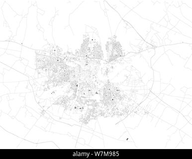 Carte Satellite de l'Agra, Inde.C'est une ville sur les rives de la rivière Yamuna dans l'état indien de l'Uttar Pradesh. Carte des rues et bâtiments Illustration de Vecteur