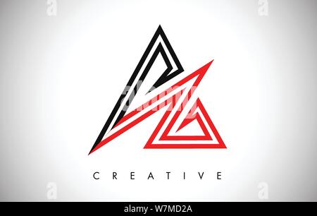 Une lettre Logo Design rouge et noir. Une lettre avec Logo Icône illustration vectorielle, monogramme. Illustration de Vecteur