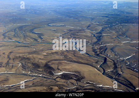 Vue aérienne de l'île Devon, Nunavut, Canada, juin 2012 Banque D'Images