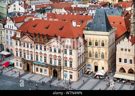 Prague République tchèque. Vue aérienne de la vieille ville. Kinsky Palace Banque D'Images