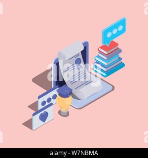 La technologie de l'éducation en ligne avec portable Illustration de Vecteur