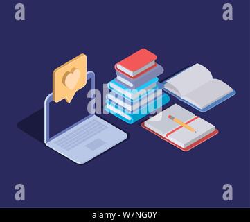 La technologie de l'éducation en ligne avec portable Illustration de Vecteur