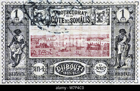 Très vieux timbres-poste de Djibouti Banque D'Images