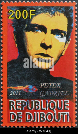 Portrait de Peter Gabriel sur timbre-poste Banque D'Images