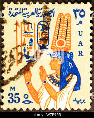 L'Egypte ancienne peinture sur timbre-poste Banque D'Images