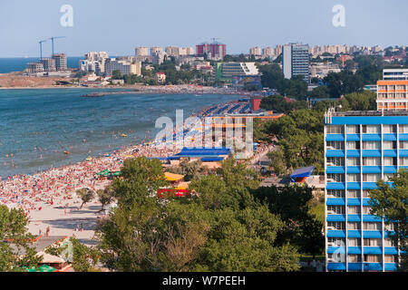 Mamaia Beach resort et la plage principale de Roumanie, la station bande de sable est de 7km de long le long de la station, la côte de la mer Noire, la Roumanie 2006 Banque D'Images