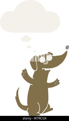 Cartoon dog avec bulle de pensée dans un style rétro Illustration de Vecteur