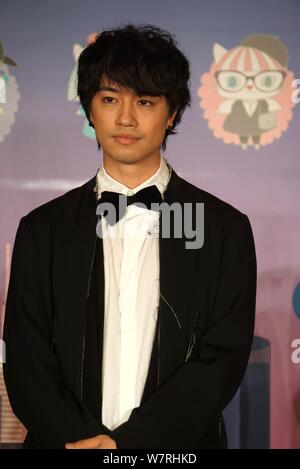 Acteur japonais Takumi Saito assiste au Dîner de bienvenue du Japon la semaine du film pendant le 20ème Festival International du Film de Shanghai à Shanghai, Chine, Banque D'Images