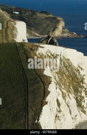 Voir l'orient du blanc avec la tête de chauve-souris de Nothe, Swyre morts en premier plan. Dungy Head à distance. La Côte Jurassique, Dorset, UK. Octobre 2008 Banque D'Images