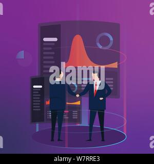 Les données d'analyse du rendement financier Tableau de bord résumé. Poignée de gestionnaire de l'employé. La technologie moderne futuriste. Couleur du dégradé Illustration de Vecteur