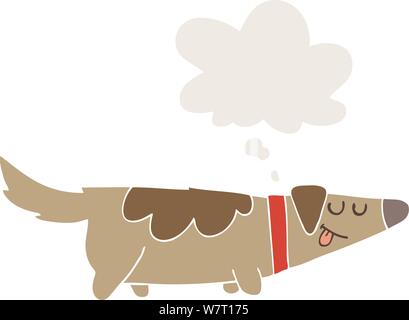 Cartoon dog avec bulle de pensée dans un style rétro Illustration de Vecteur