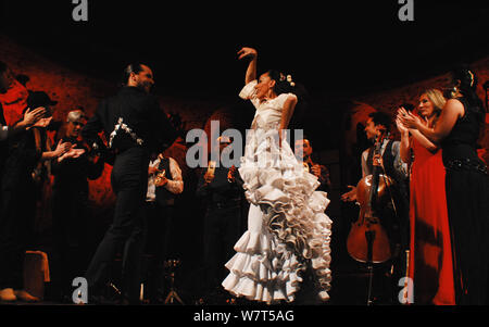 EDITORIAL UNIQUEMENT- Un beau grand rendement de Flamenco à l'Opéra à Barcelone, Espagne. Banque D'Images