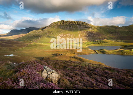 Cregennen Llyn et vue vers Cadair Idris, tard en soirée, près de lightr Dolgellau, Parc National de Snowdonia, Pays de Galles, Royaume-Uni, septembre 2013. Banque D'Images