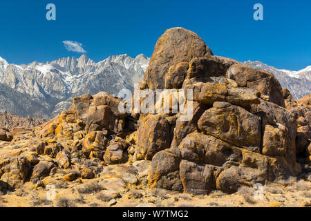 Rock formation en Alabama Hills, Owens Valley, Californie, USA, mars 2013. Banque D'Images