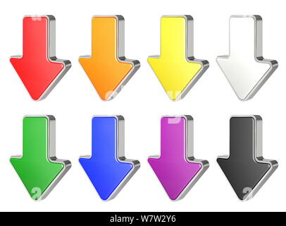 Collection de flèches en 3D colorés isolated on white Banque D'Images