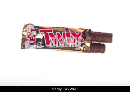 Barres-biscuits bonbons chocolat TWIX Banque D'Images