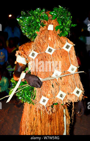 Danse traditionnelle exécutée par Tanda, Iemberem, village du Parc National de Cantanhez, Guinée-Bissau, décembre 2013. Banque D'Images