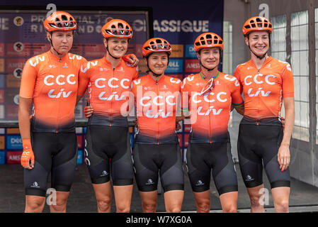 Evy Kuijpers, Jeanne Korevaar, Valérie Demey, Marianne Vos, Riejanne Markus de CCC Liv avant racing dans le Prudential RideLondon course cycle classique Banque D'Images