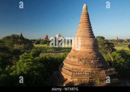 Flèche de l'un des temples de Bagan, Myanmar, novembre 2012. Banque D'Images