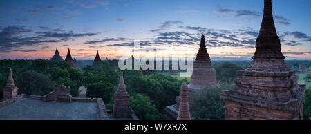 Temples de Bagan au Myanmar, à l'aube, novembre 2012. Banque D'Images