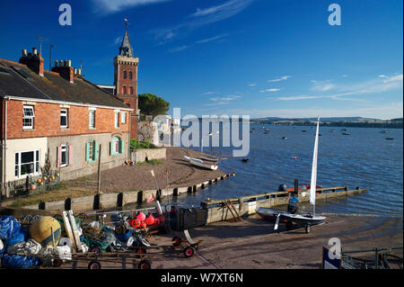 Voir d'Exe, l'estuaire du port de Lympstone, Devon, Royaume-Uni, juillet 2013. Banque D'Images