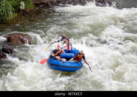 Les touristes le rafting sur la rivière Kelani, Sri Lanka, janvier 2013. Banque D'Images