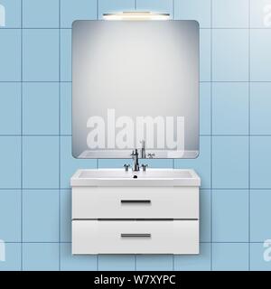 Les élément lavabo avec miroir Illustration de Vecteur