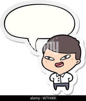 Cartoon happy businessman with speech bubble autocollant Illustration de Vecteur