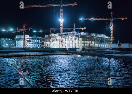 Site de construction avec des grues, Reykjavik, Islande Banque D'Images